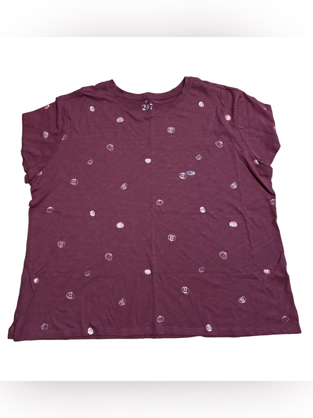 24/7 By Maurices Plus Size Harvest Foil Pumpkin Print Long Sleeve Tee - 2X